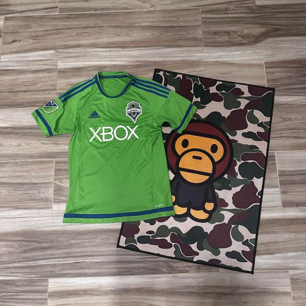2014 Adidas Mens Medium Green Seattle Sounders FC XBOX Soccer MLS Jersey